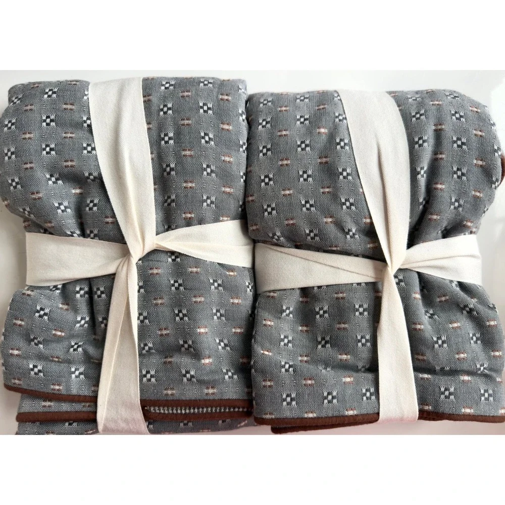 West Elm Reversible Micro Pattern Graphite Cotton, 2 Euro Shams, NWT, Retail $98